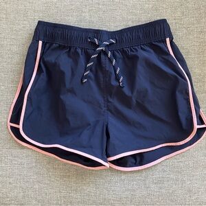 J. Crew Crewcuts Navy Blue with pink trim, dolphin hem shorts small flaw see pix
